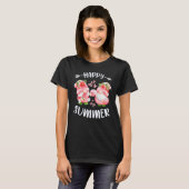 T-shirt Happy summer pink gnomes with flamingo swim ring (Devant entier)