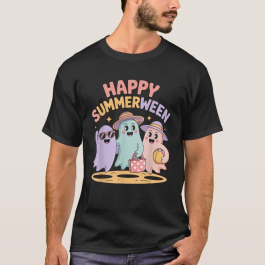 T-shirt Happy Summerween Ghosts Vibes Fun Halloween (Devant)