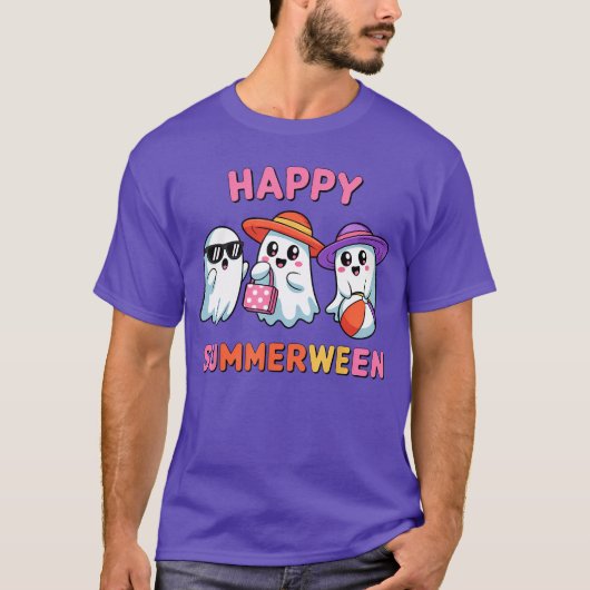 T-shirt Happy Summerween Summer Halloween Ghost Summerween (Devant)