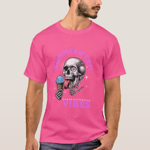 T-shirt Happy Summerween Vibes Skeleton Ice Cream été H
