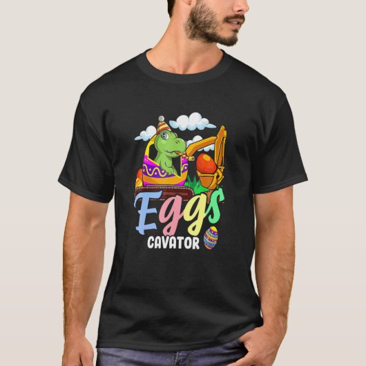T-shirt Happy T Rex Easter Dinosaur Egg Excavator Eggs Cav (Devant)