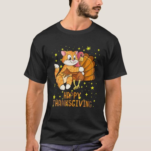 T-shirt Happy Thanksgiving 2021 Cat Turkey For Cat Lovers (Devant)