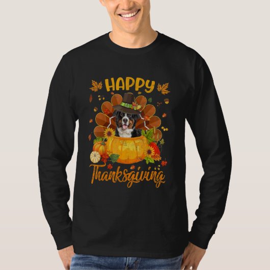 T-shirt Happy Thanksgiving Bernese Mountain Dog Turkey Pum (Devant)