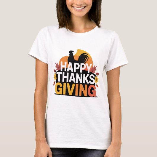T-shirt Happy Thanksgiving Classic Fall Design (Devant)