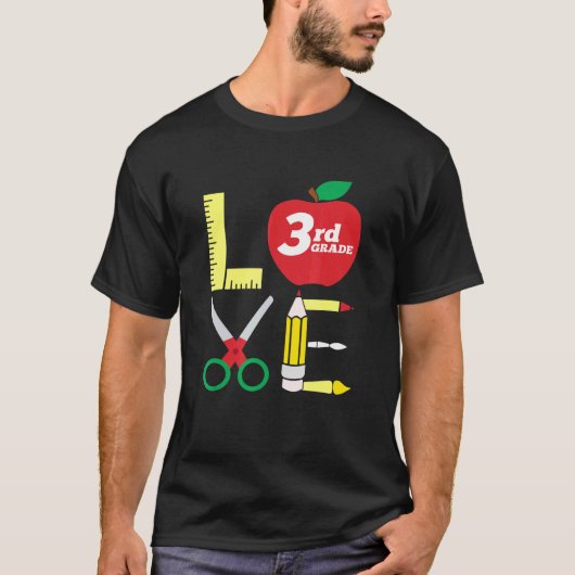 T-shirt Happy To School Love 3e Grade Enseignant Enfants (Devant)