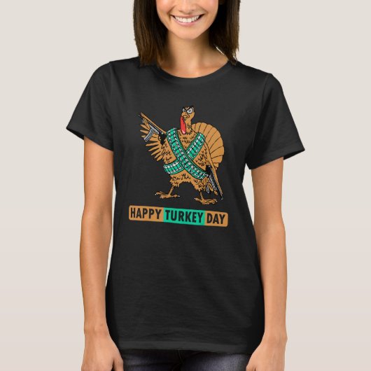 T-shirt Happy Turkey Day  Cute Little Pilgrim Thanksgiving (Devant)