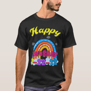 T-shirt Happy Twosday 2022 Cute Leopard Rainbow February 2