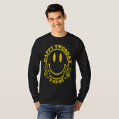 T-shirt Happy Twosday 2 22 22 Happy Face Retro Style Peace (Devant entier)