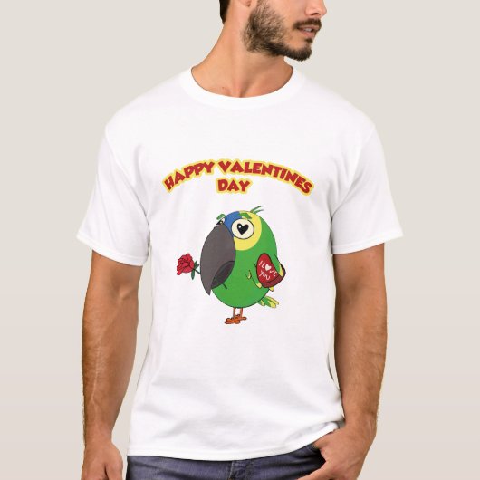 T-shirt happy valentine parrot (Devant)