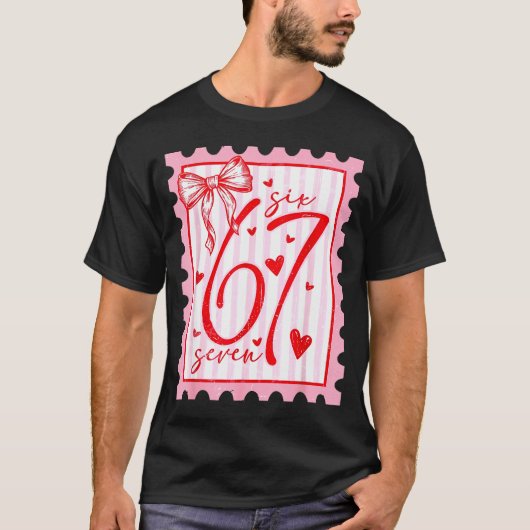 T-shirt Happy Valentine’s Day 67 Meme Hearts Coquette Bow (Devant)