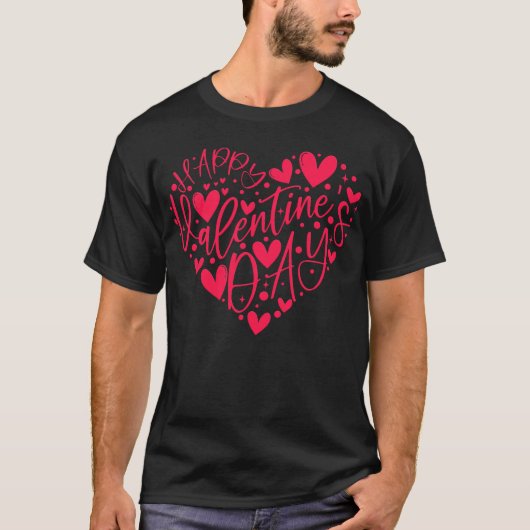 T-shirt Happy Valentine’s Day Heart Lettering (Devant)