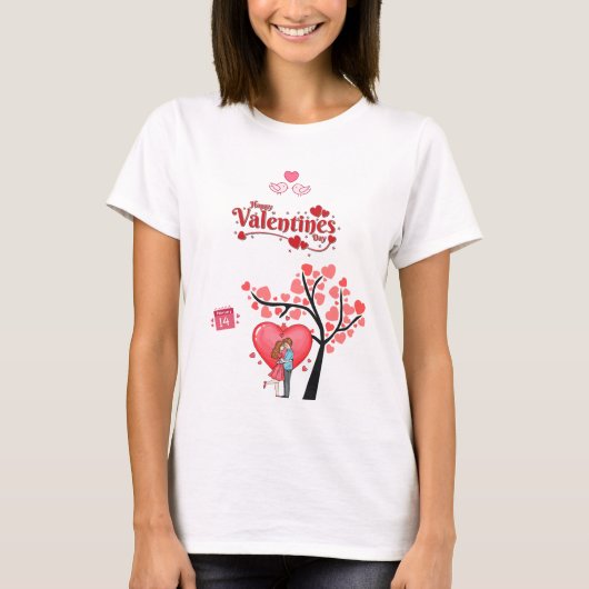 T-shirt Happy Valentine’s Day – Romantic Couple (Devant)