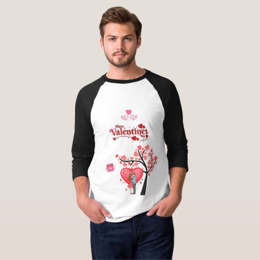 T-shirt Happy Valentine’s Day – Romantic Couple  (Devant entier)
