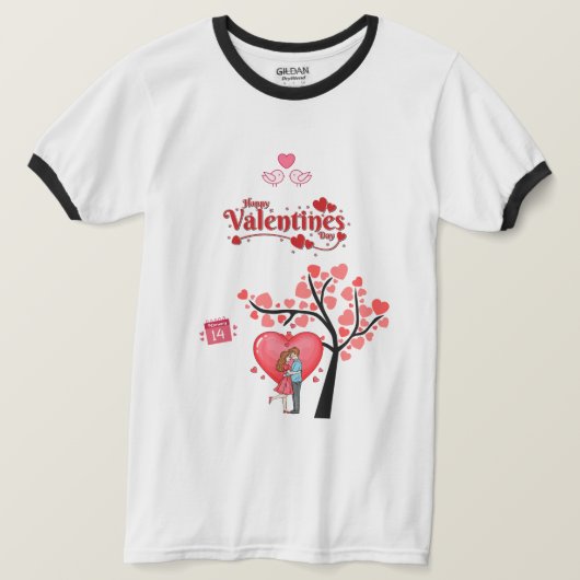 T-shirt Happy Valentine’s Day – Romantic Couple  (Design devant)