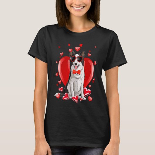 T-shirt Happy Valentines Day Border Collie Dog (Devant)