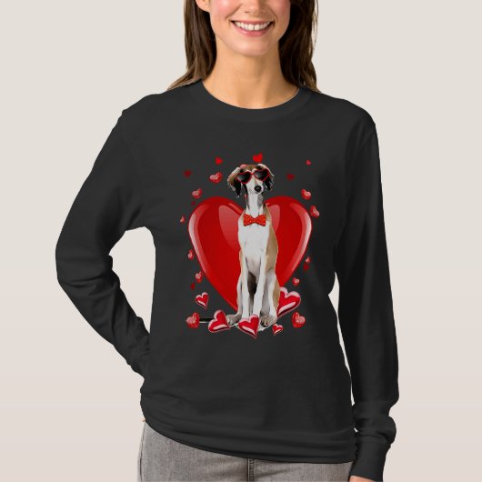 T-shirt Happy Valentines Day Borzoi   Dog  V Day (Devant)