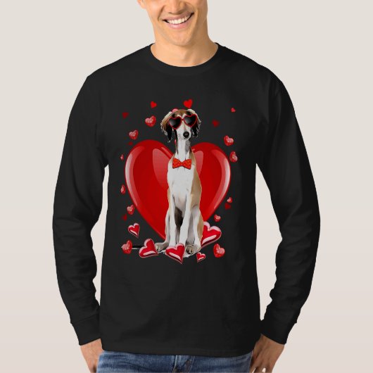 T-shirt Happy Valentines Day Borzoi   Dog  V Day (Devant)