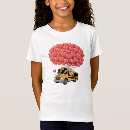 T-Shirt Happy Valentine's Day Bus with Owl (Devant)