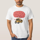T-shirt Happy Valentine's Day Bus with Owl (Devant)