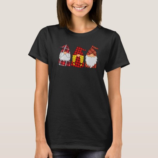 T-shirt Happy Valentine's Day Cute Gnome Heart Plaid (Devant)