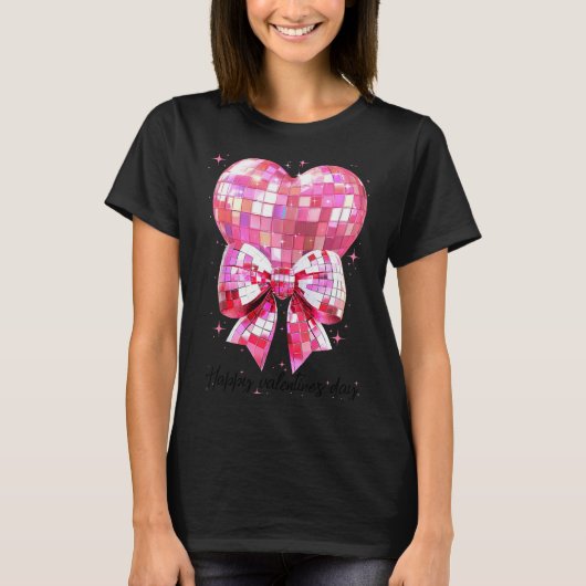 T-shirt Happy Valentine's Day Funny Coquette Disco Ball He (Devant)