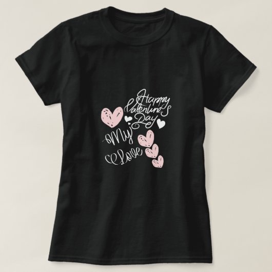T-shirt Happy Valentine's Day  Hand Drawn Hearts Tee (Design devant)
