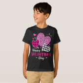 T-shirt Happy Valentine's Day Leopard And Plaid Hearts Gir (Devant entier)
