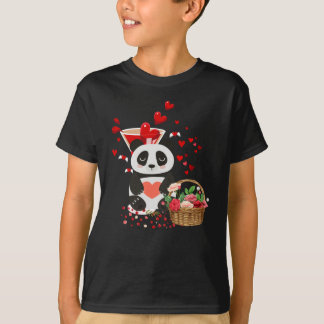 T-shirt Happy Valentines Day Love Cute Panda Basket