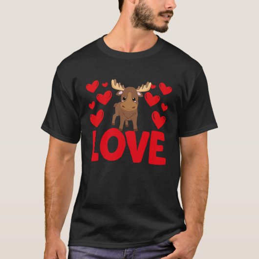 T-shirt Happy Valentine's Day Moose Mom Mothers Day Valent (Devant)