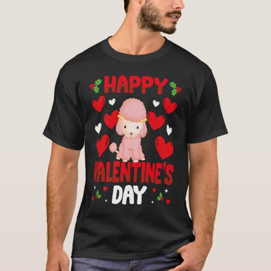 T-shirt Happy Valentines Day Poodle Heart Love Animal 1 (Devant)