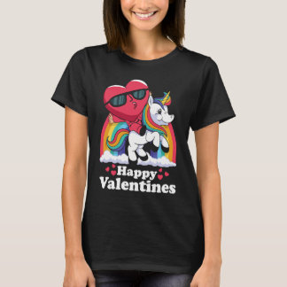 T-shirt Happy Valentines Heart Unicorn