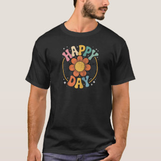 T-shirt Happy Vintage Day Retro Sunflower Vibes Hippie Sty
