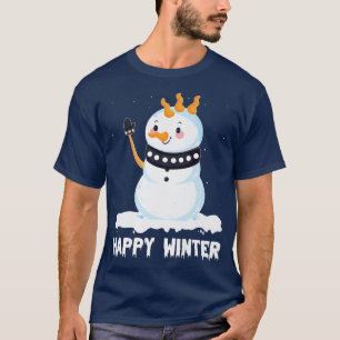 T-shirt Happy Winter Punk Snowman Mohawk Hairstyle Punk Mu