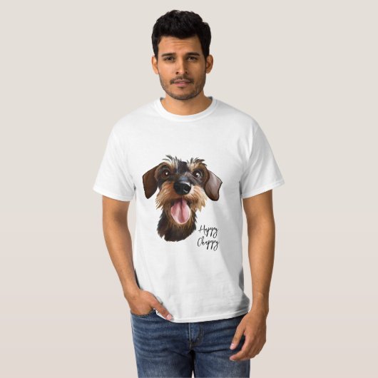 T-shirt Happy Wirehair Dachshund (Devant entier)