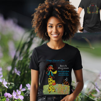 T-shirt Happy Women's Day Strong Women Quote Black Double