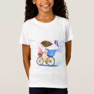 T-shirt Happy Young Girl On Bike Girls