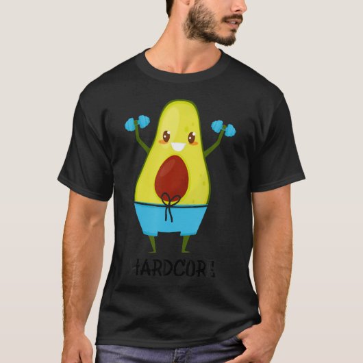 T-shirt Hardcore Avocado Lover Dumbbells fitness d'entraîn (Devant)