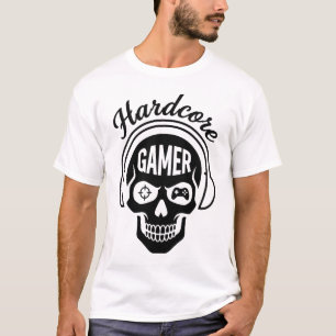 T-Shirt Hardcore Gamer - Crâne Rétro Néon E-Sport