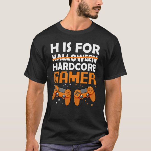 T-shirt Hardcore Gamer Lazy Halloween Costume jeu vidéo C (Devant)