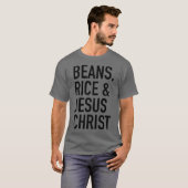 T-shirt Haricots Riz et Jésus Christ dette Voyage libre (Devant entier)