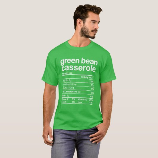 T-shirt Haricots verts Casserole Nutrition Faits amusants (Devant entier)