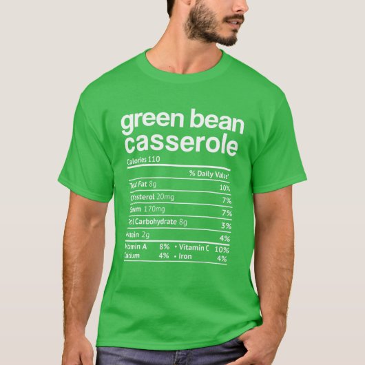 T-shirt Haricots verts Casserole Nutrition Faits amusants  (Devant)