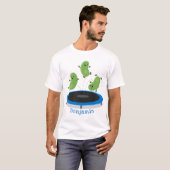 T-shirt Haricots verts mignons sur dessin animé trampoline (Devant entier)