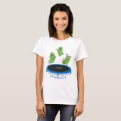 T-shirt Haricots verts mignons sur dessin animé trampoline (Devant entier)