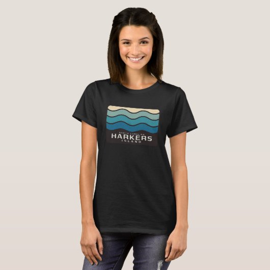 T-shirt Harkers Island NC Summertime Lazy Wavy Waves (Devant entier)