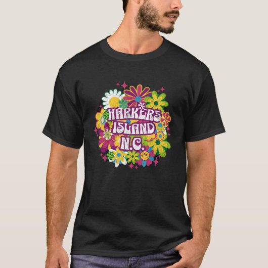 T-shirt Harkers Island NC Summertime Vacationing 70s Flowe (Devant)