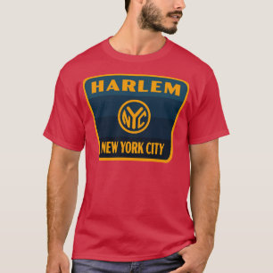 T-shirt Harlem New York City Retro Token Badge Bleu