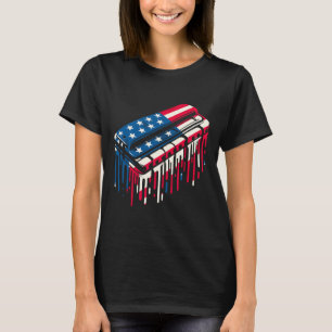 T-shirt Harmonica à gouttes de peinture Drapeau américain 