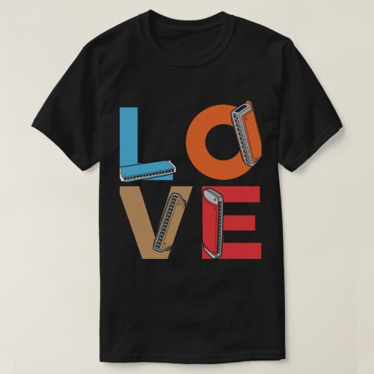 T-shirt Harmonica Lover Love Harmonicas Harmonica Player H (Design devant)