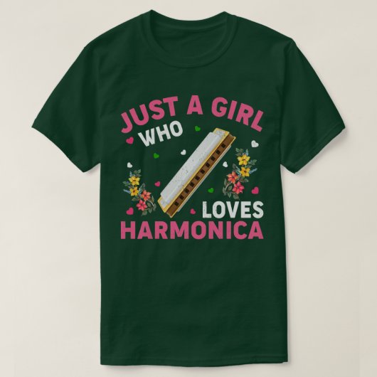 T-shirt Harmonica Music Aime Juste Une Fille Qui Aime Le H (Design devant)